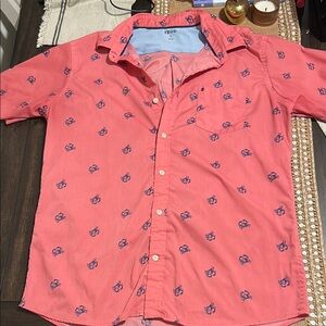 Izod Pink Casual Button Down Shirt with Floral Print